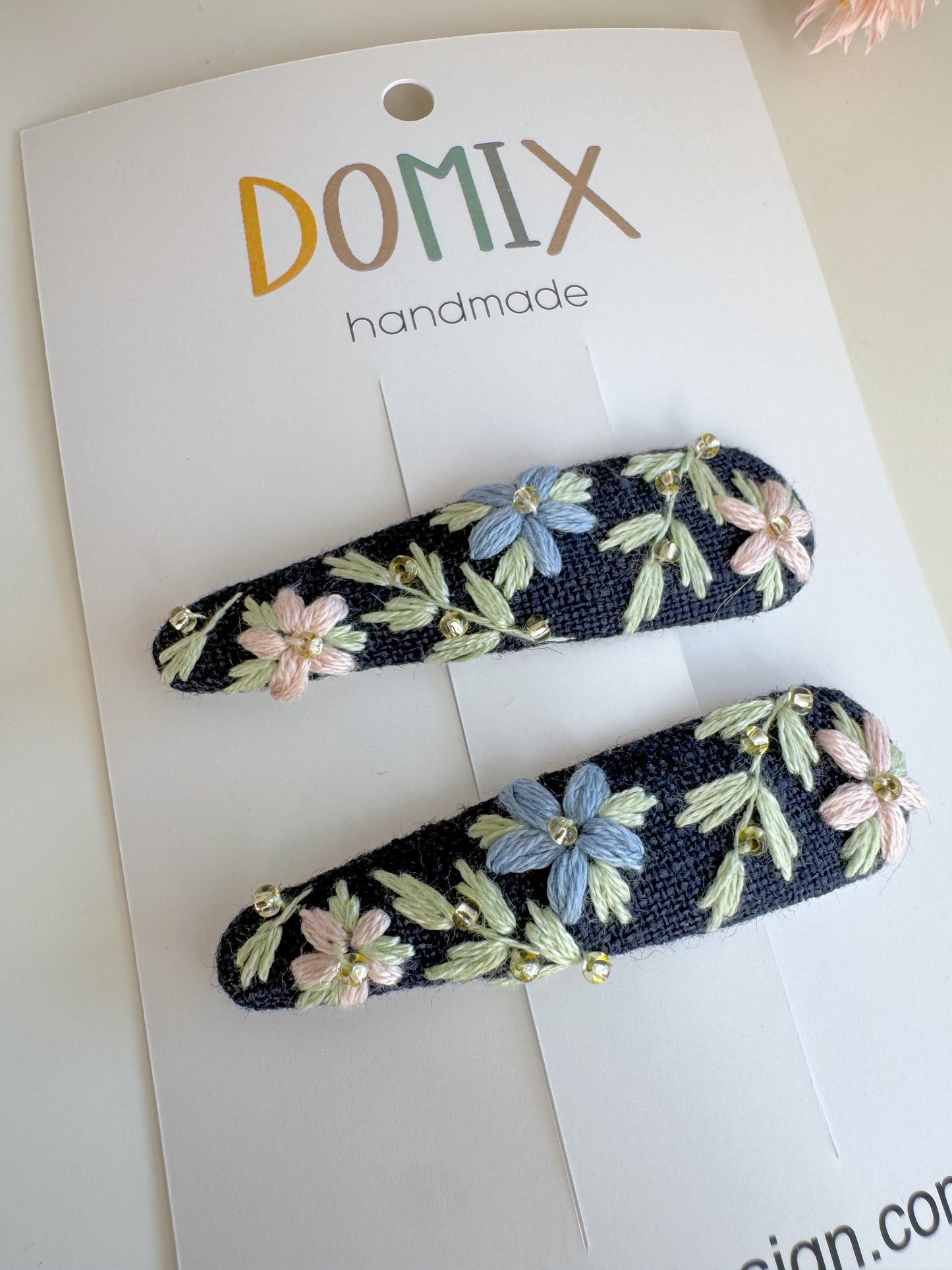 Haarspangen aus Leinen mit Blumenmuster – 2er-Set
