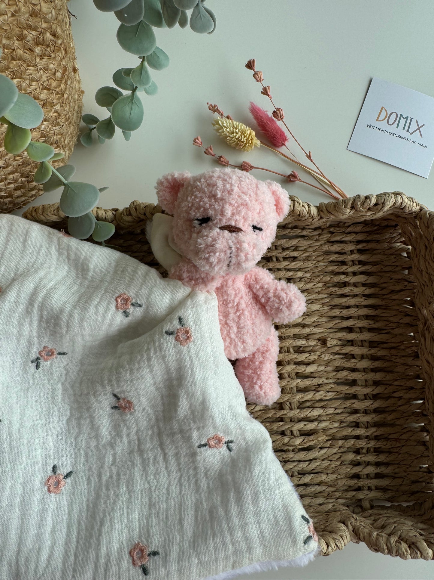 Teddy Bear Baby Lovey – Plush Toy with Muslin Comfort Blanket (CE Certified)