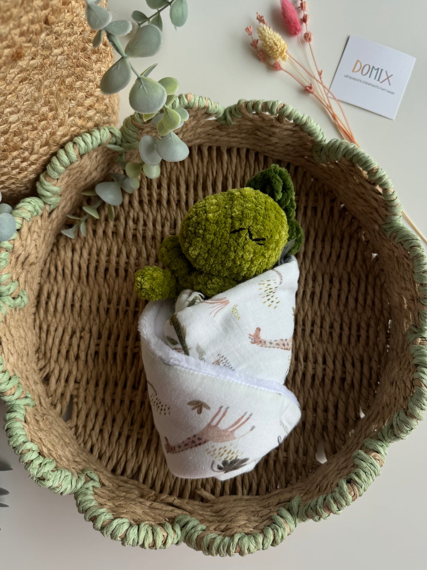 Dinosaur Baby Lovey – Soft Comfort Toy with Muslin Blanket (CE Certified)