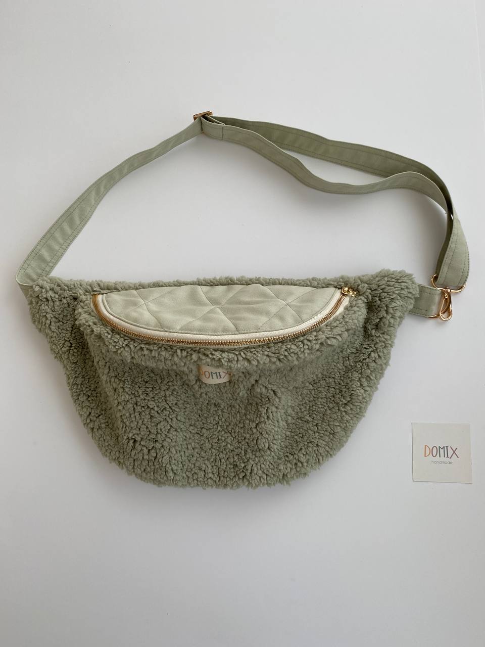 Blush Green Teddy Fanny Pack – Handmade by DOMIX