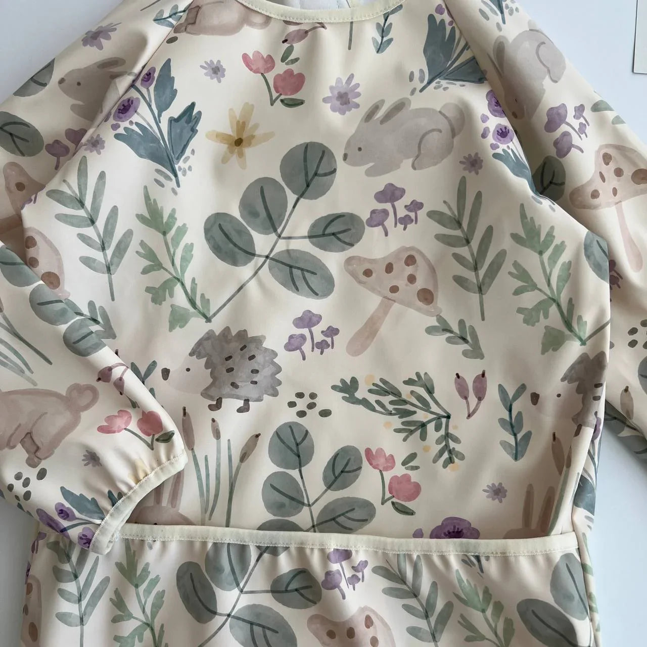 Handmade Waterproof Long-Sleeve Bib – Forest Animals Print - Domix