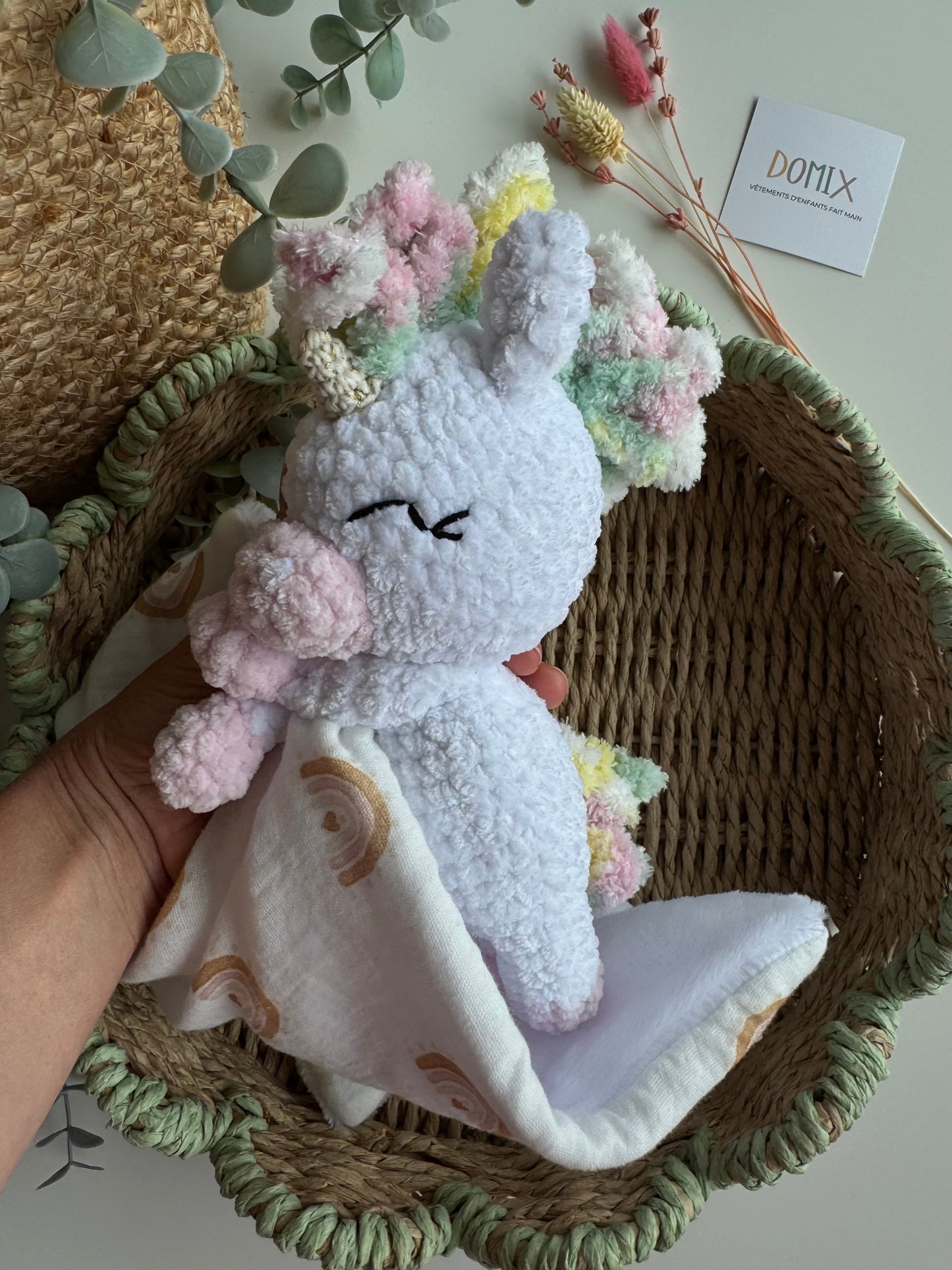 Unicorn Baby Lovey – Soft Comfort Toy with Muslin Blanket (CE Certified)
