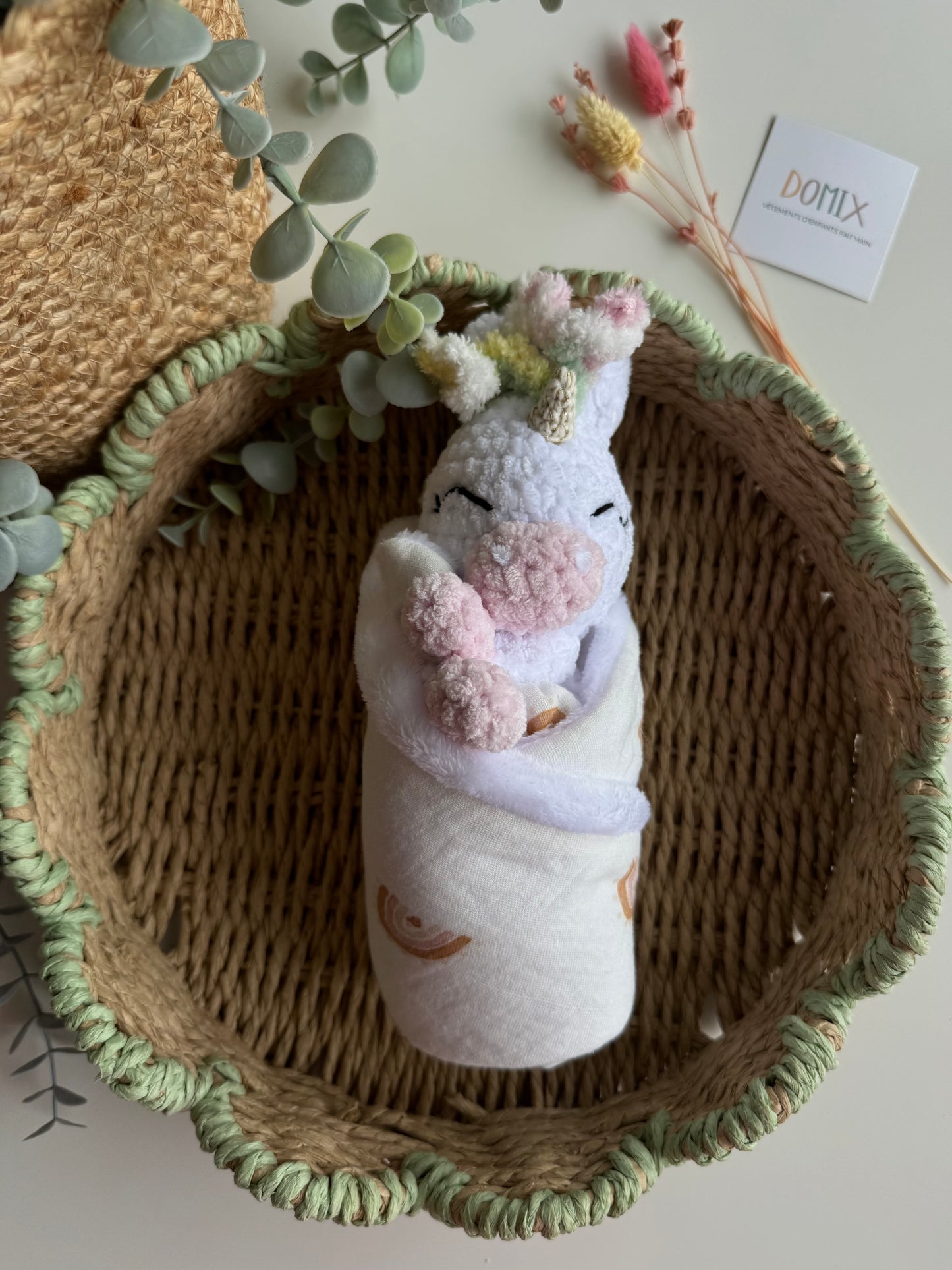 Unicorn Baby Lovey – Soft Comfort Toy with Muslin Blanket (CE Certified)