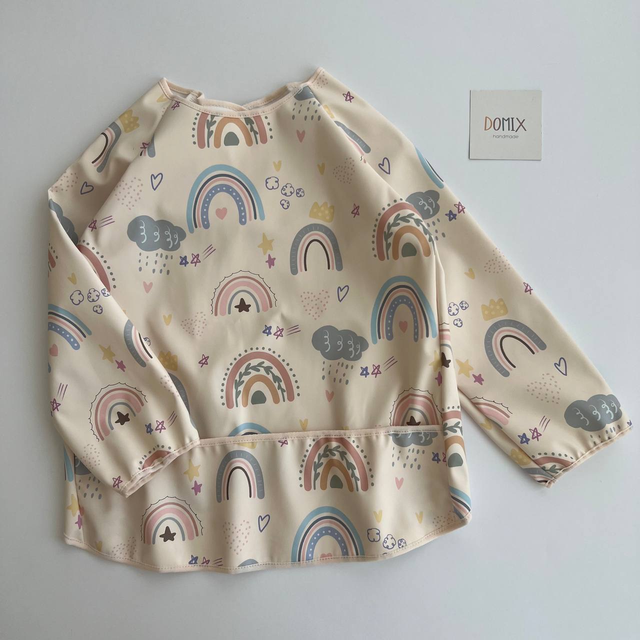 Waterproof Kids Smock – Rainbow Print Long Sleeve Bib | Toddler Art Apron for Nursery & School