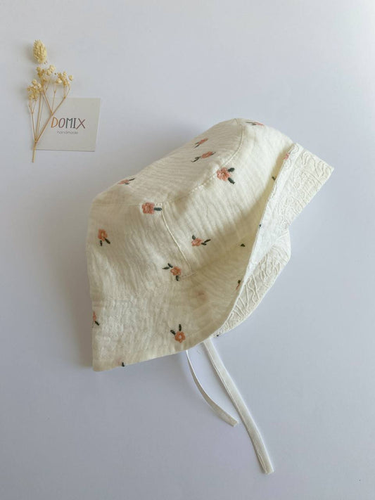 Handmade Baby Cotton Sun Hat – Soft Muslin Floral Bucket Hat