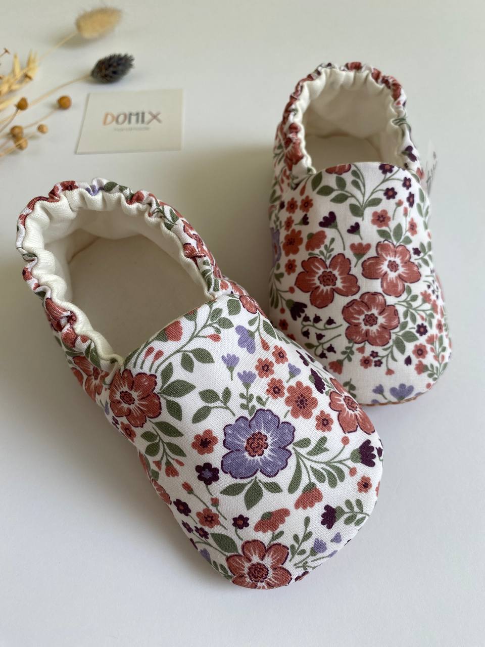Handmade Cotton Baby & Toddler Slippers – Floral Edition