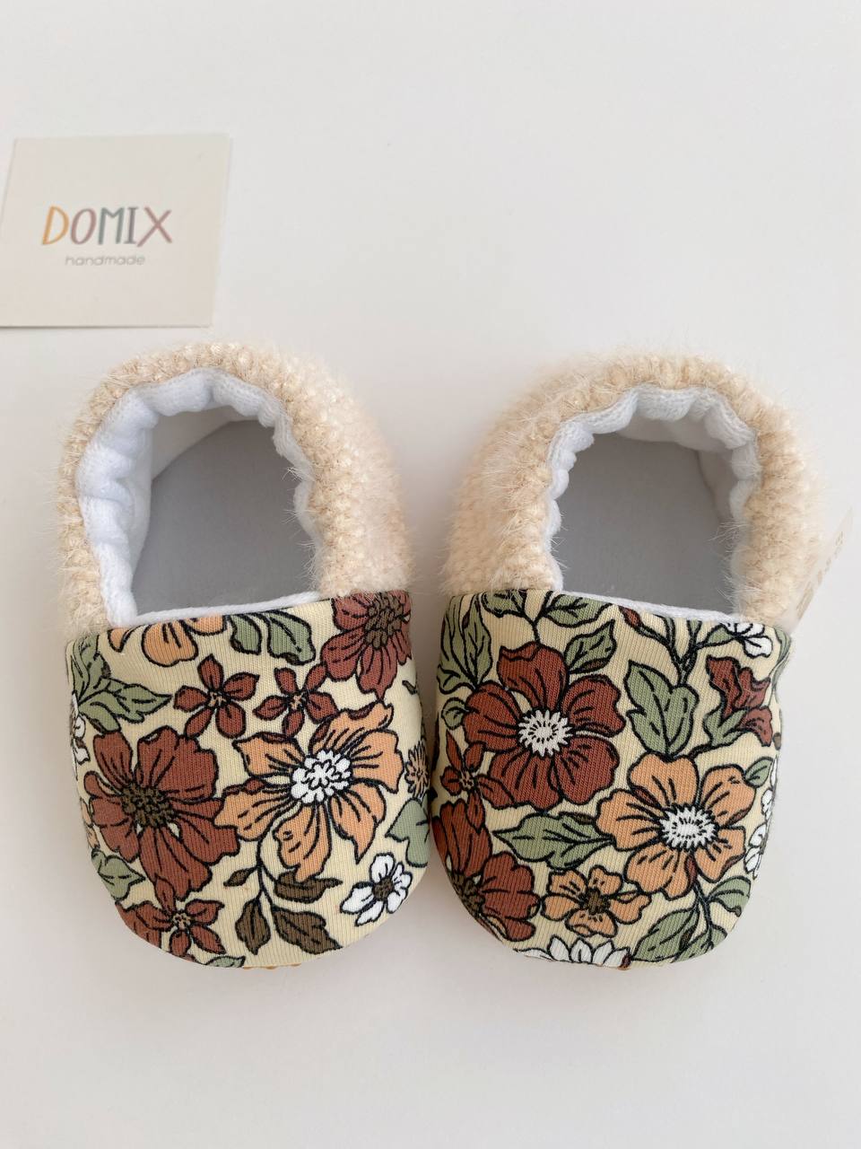 Floral Baby Slippers – Jersey & Velour