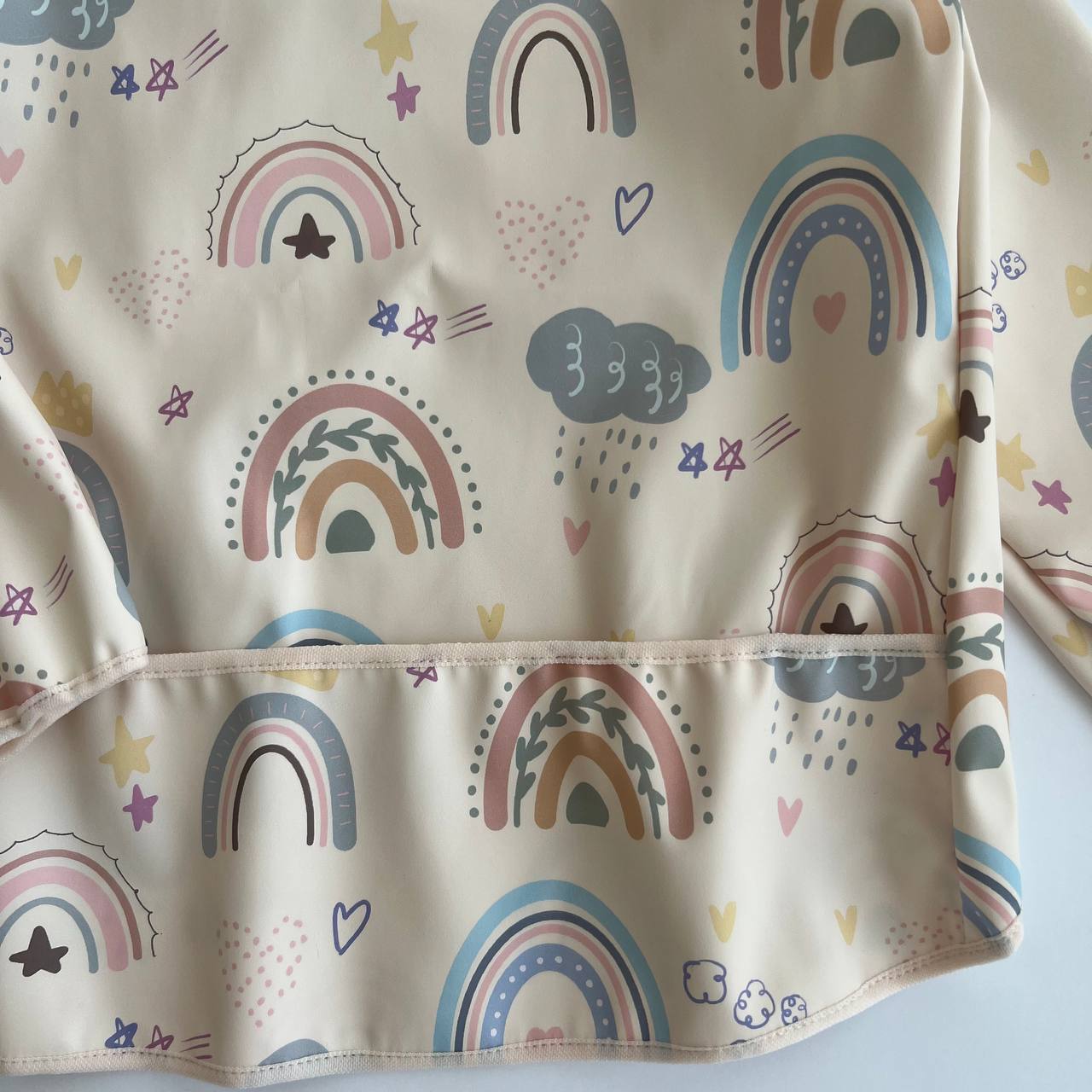 Waterproof Kids Smock – Rainbow Print Long Sleeve Bib | Toddler Art Apron for Nursery & School