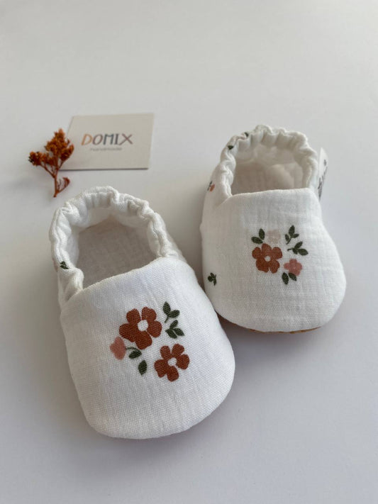 Chaussons faits main pour bébés et tout-petits – Chaussons en mousseline de coton doux à imprimé floral
