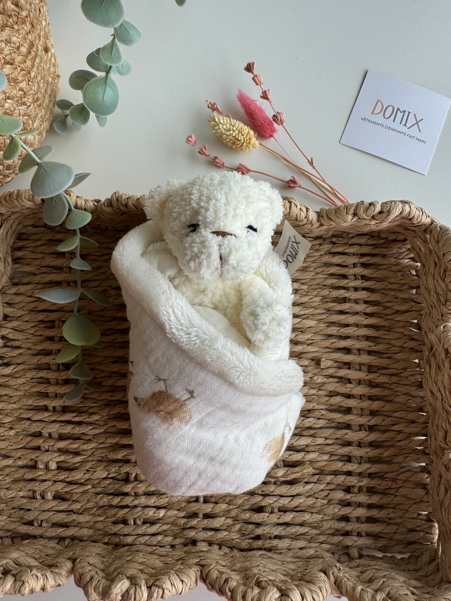 Teddy Bear Baby Lovey – Soft Comfort Toy with Muslin Blanket (CE Certified)