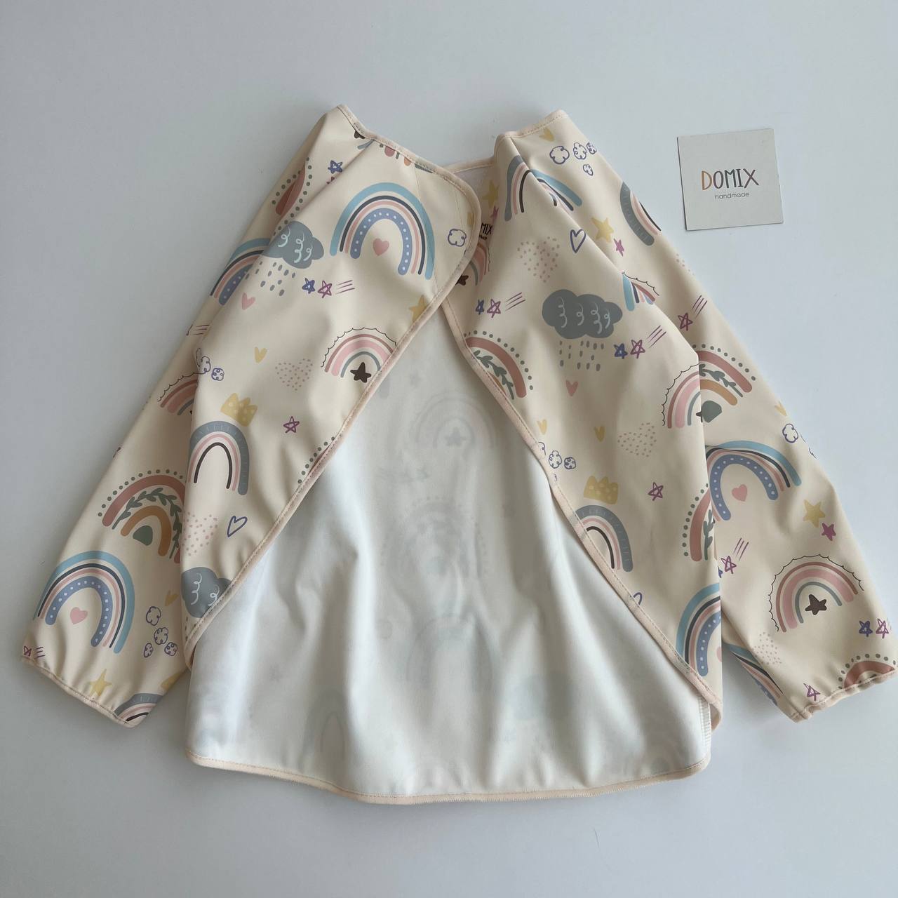 Waterproof Kids Smock – Rainbow Print Long Sleeve Bib | Toddler Art Apron for Nursery & School