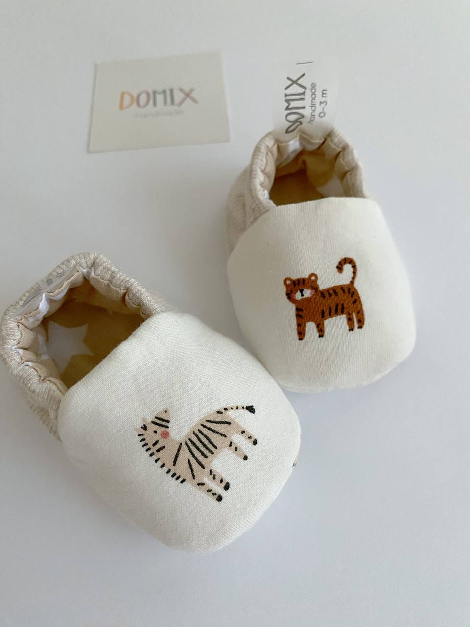Zebra & Tiger Baby Slippers – Soft, Cozy & Handmade - Domix