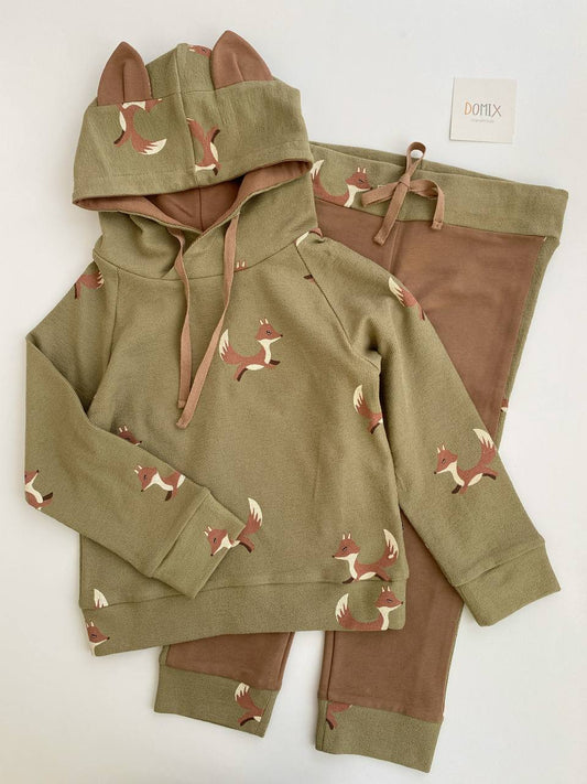 Fox Hoodie & Joggers Set – Handmade Kids Outfit
