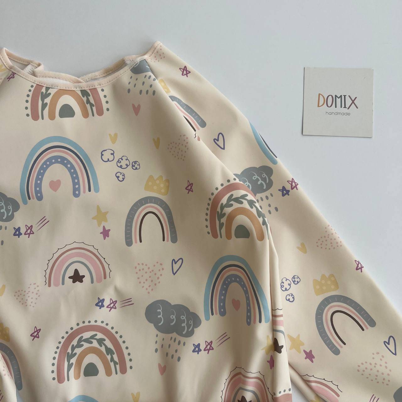 Waterproof Kids Smock – Rainbow Print Long Sleeve Bib | Toddler Art Apron for Nursery & School