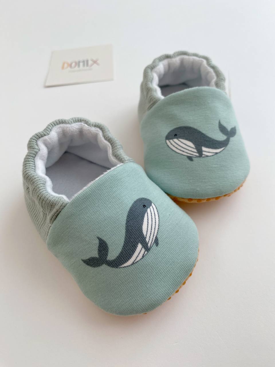 Whale Baby Slippers – Jersey & Velour