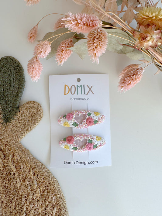 Beaded and Embroidered Hair Clips – Handmade Set of 2