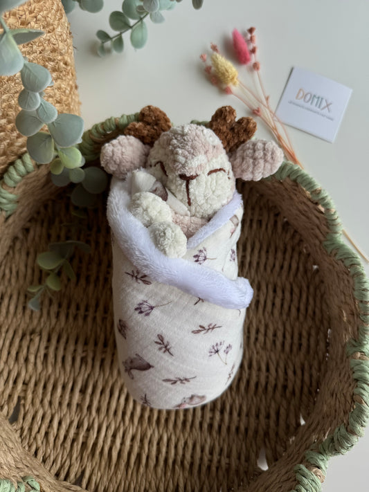 Deer Baby Lovey – Soft Comfort Toy with Muslin Blanket (CE Certified)