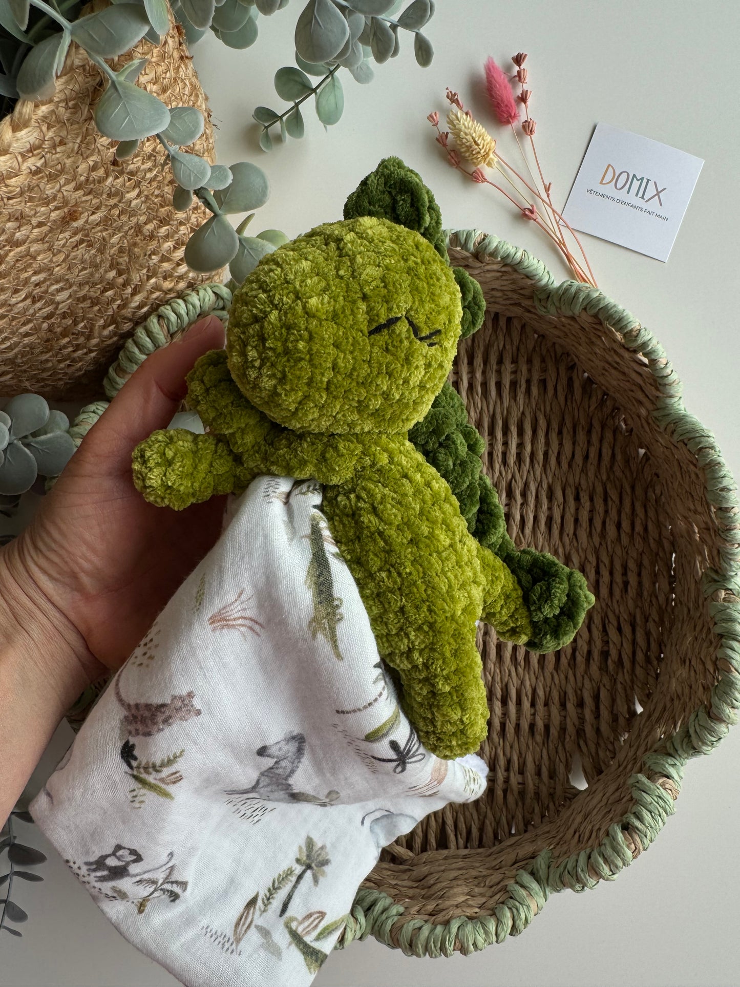 Dinosaur Baby Lovey – Soft Comfort Toy with Muslin Blanket (CE Certified)