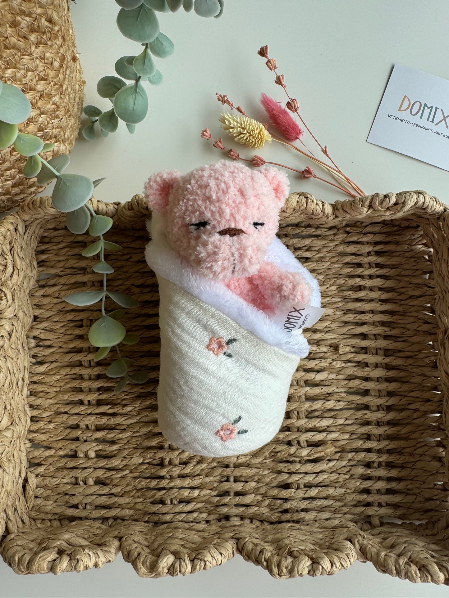 Teddy Bear Baby Lovey – Plush Toy with Muslin Comfort Blanket (CE Certified)