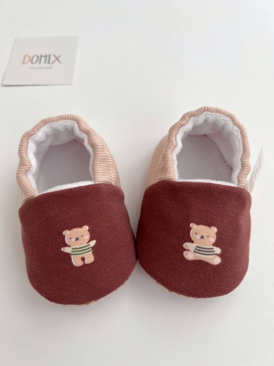 Teddy Bear Baby Slippers – Jersey & Velour