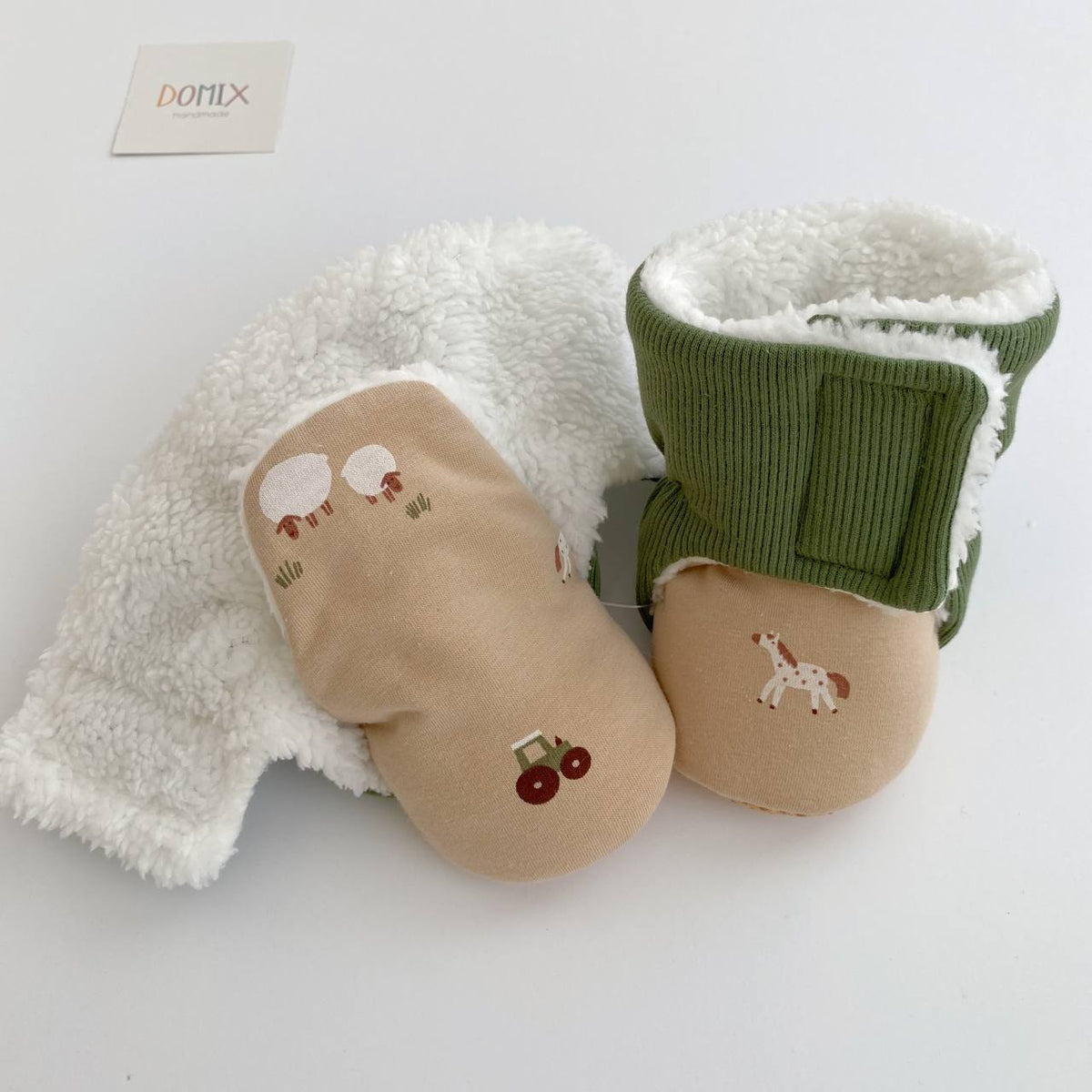 Farm Adventure Baby Booties – Warm Teddy-Lined Shoes