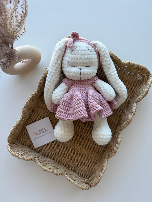 Bunny Plush Toy with Pink Dress & Headband – Soft Plush Toy