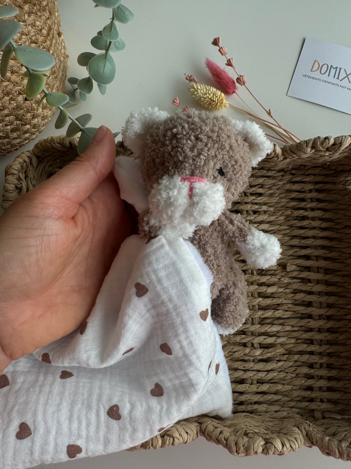 Cat Baby Lovey – Plush Toy with Muslin Comfort Blanket (CE Certified)