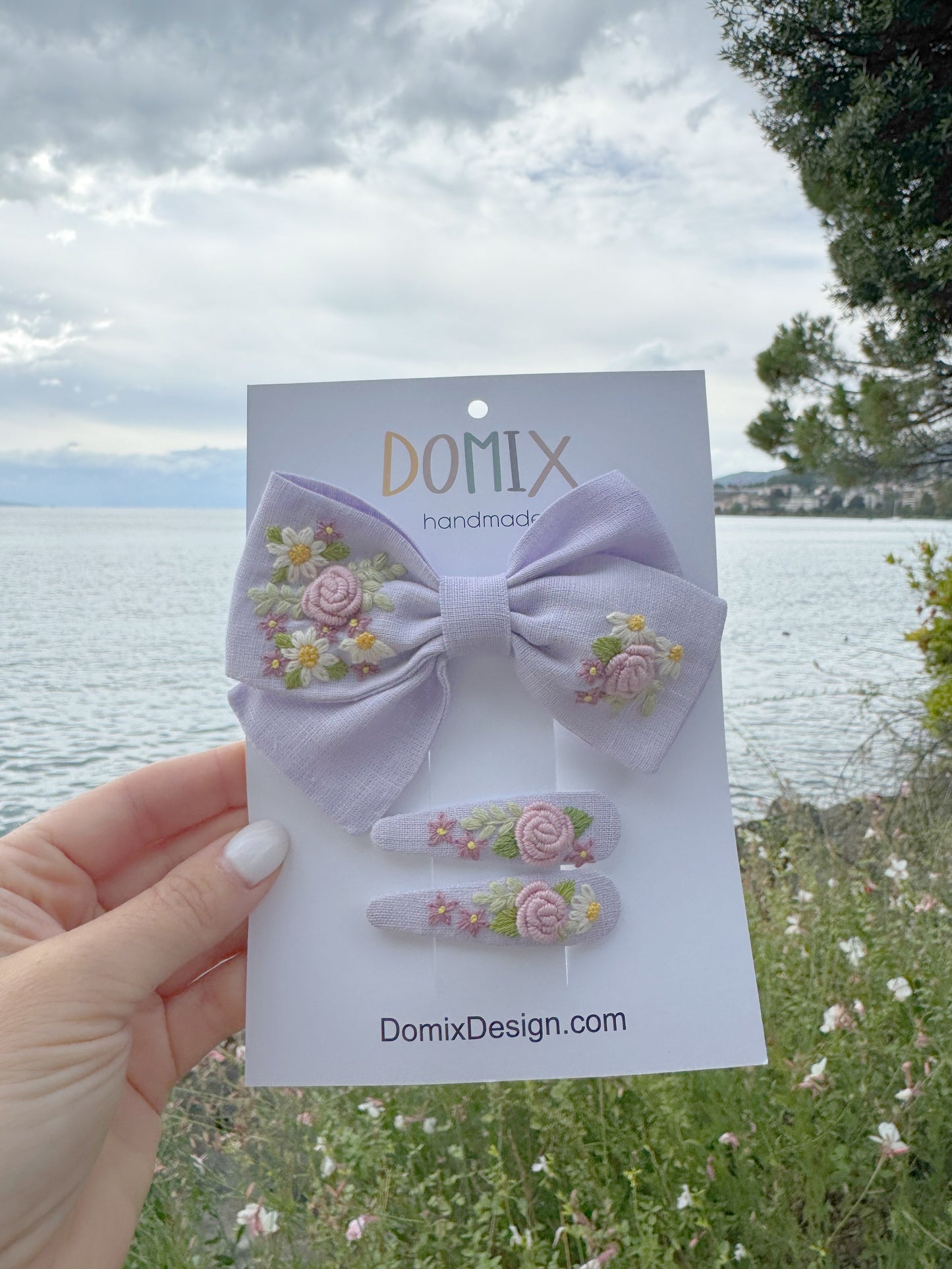 Eco-Friendly Linen Hair Clips and Bow for Girls - Domix
