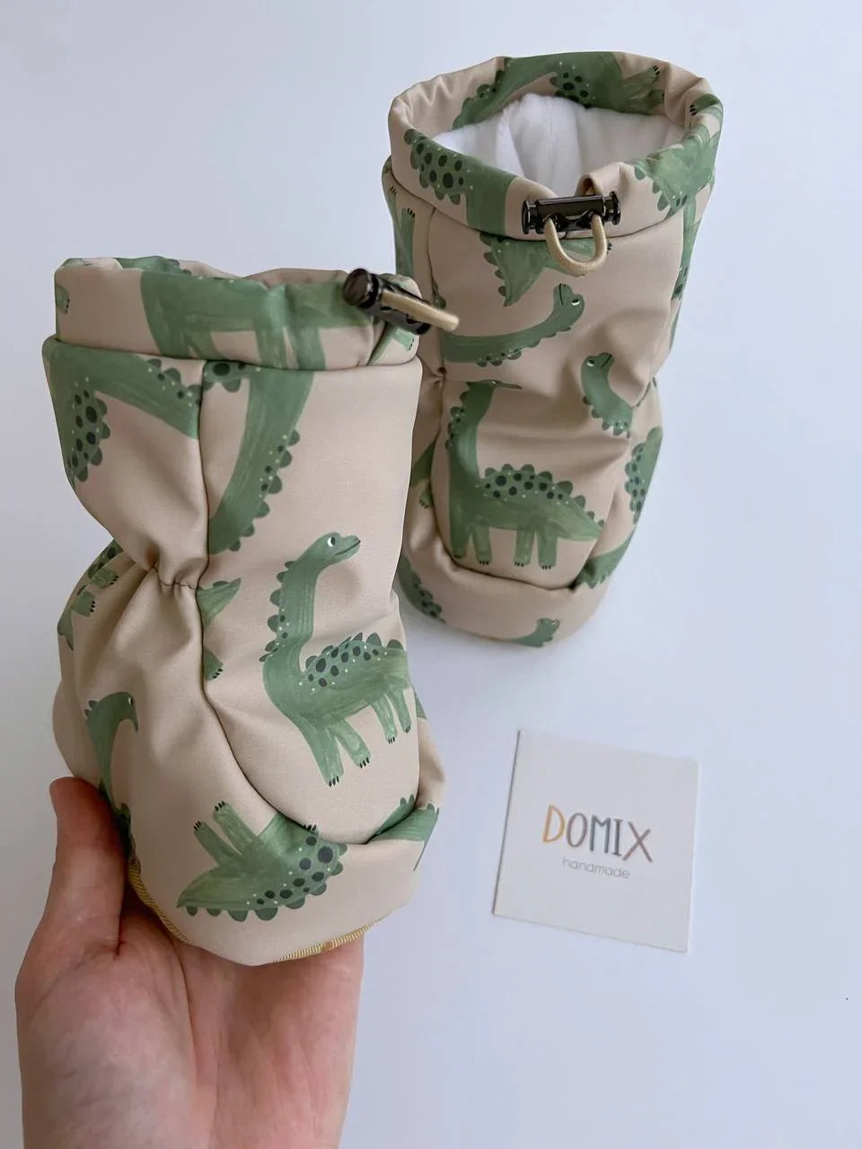 Waterproof Dinosaur Booties – Warm, Soft & Handmade - Domix