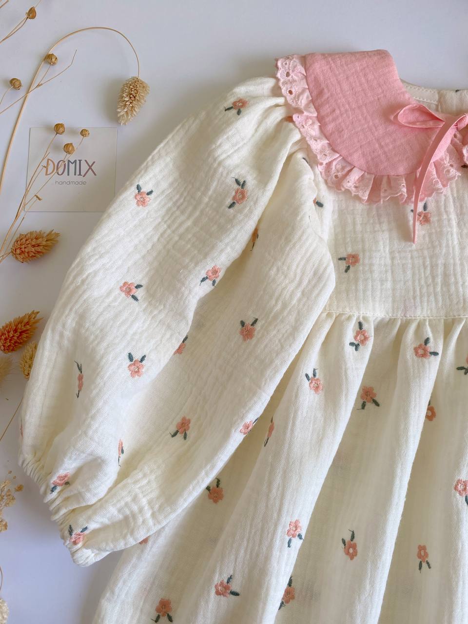 Muslin Dress with Removable Collar – Handmade Baby & Toddler Dress