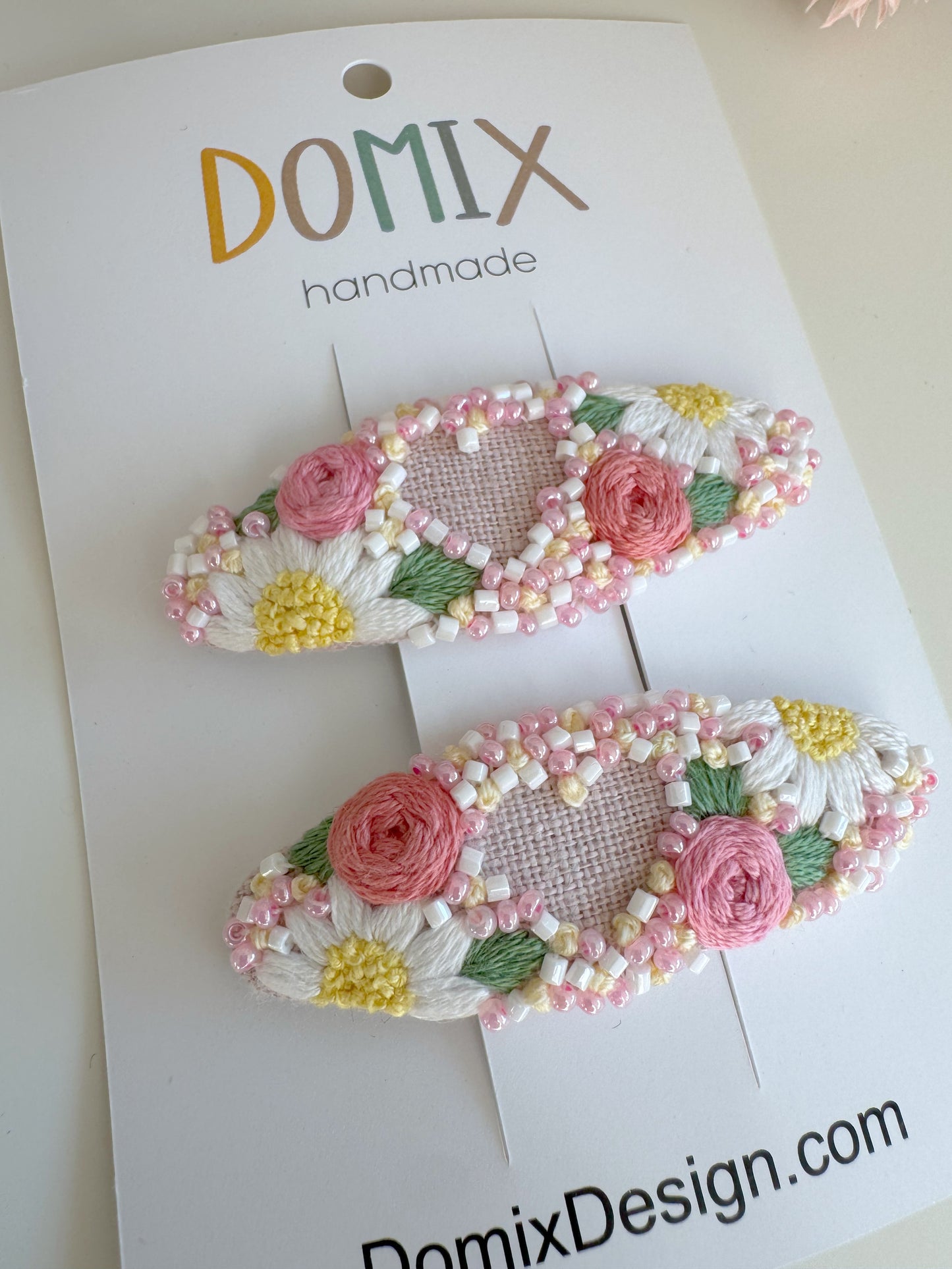 Beaded and Embroidered Hair Clips – Handmade Set of 2