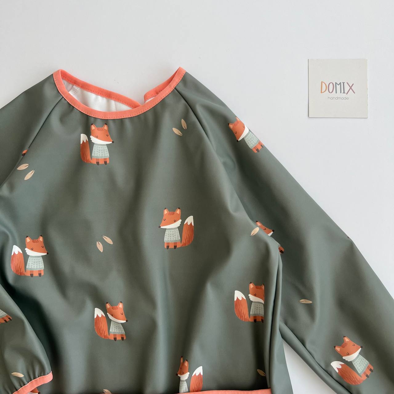 Waterproof Kids Smock – Fox Print Long Sleeve Bib | Toddler Art Apron for Nursery & School