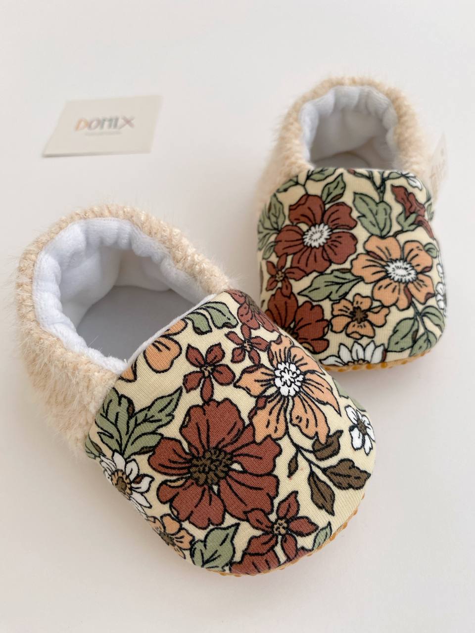 Floral Baby Slippers – Jersey & Velour
