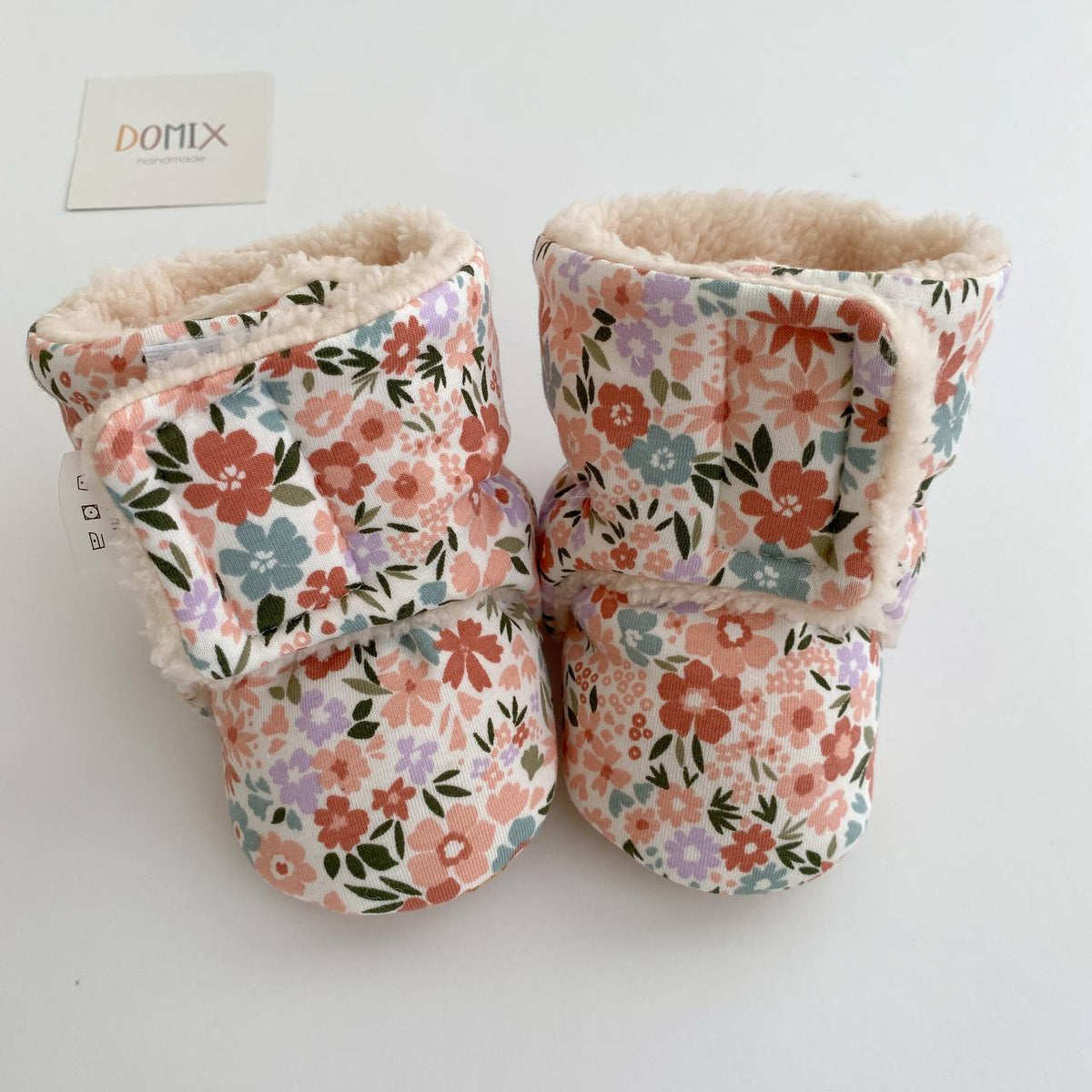 Pastel Floral Baby Booties – Handmade Warm Baby Shoes