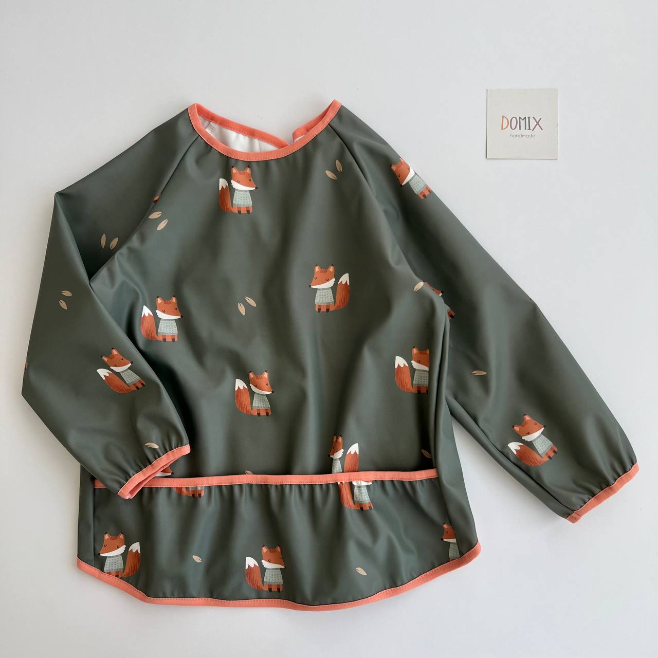 Waterproof Kids Smock – Fox Print Long Sleeve Bib | Toddler Art Apron for Nursery & School