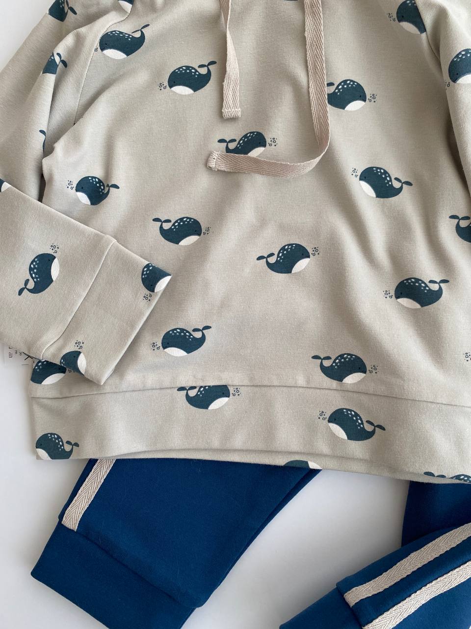 🐋 Whale Hoodie Set – Handmade Ocean Adventure