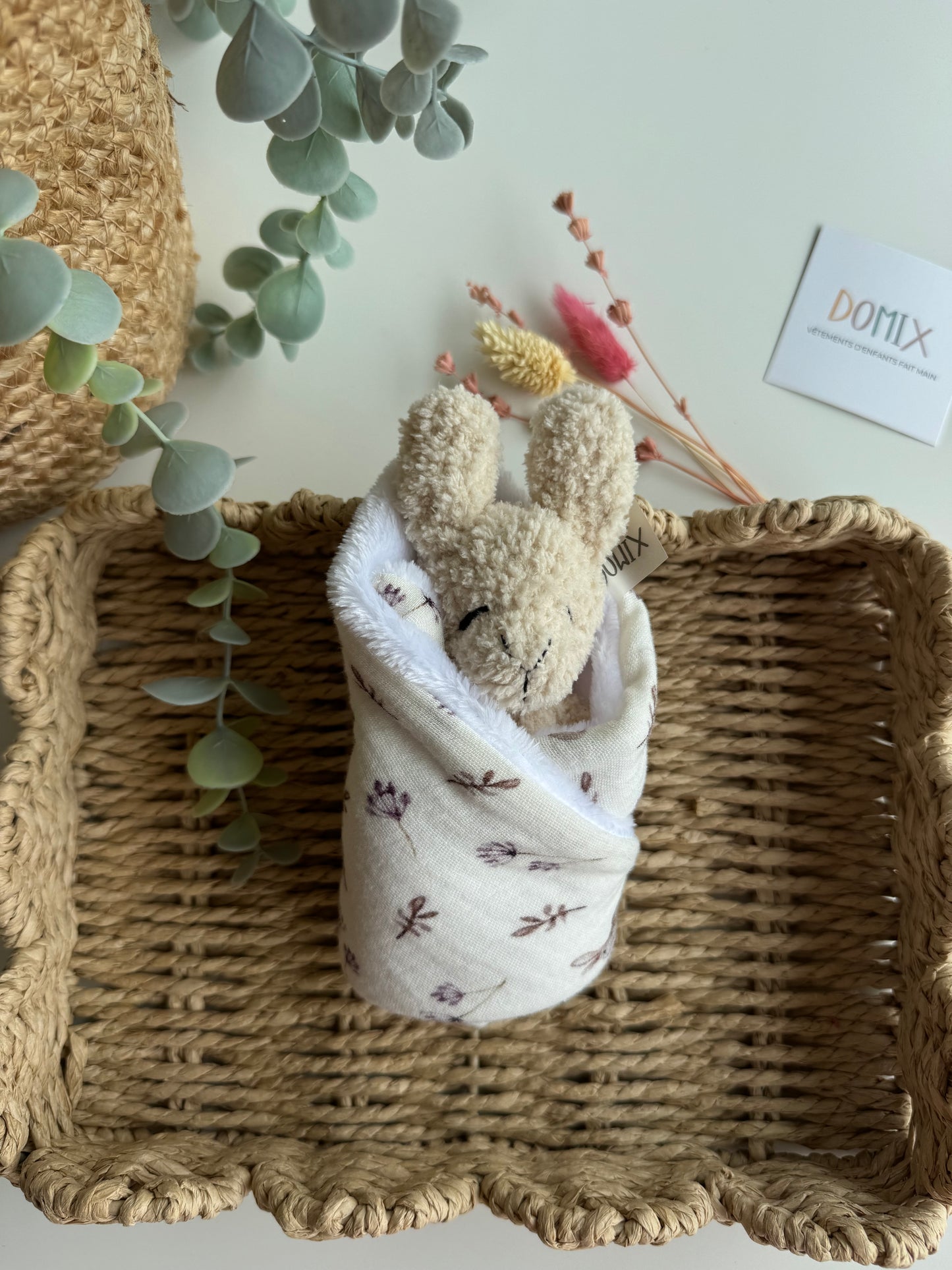 Bunny Baby Lovey – Plush Toy with Muslin Comfort Blanket (CE Certified)
