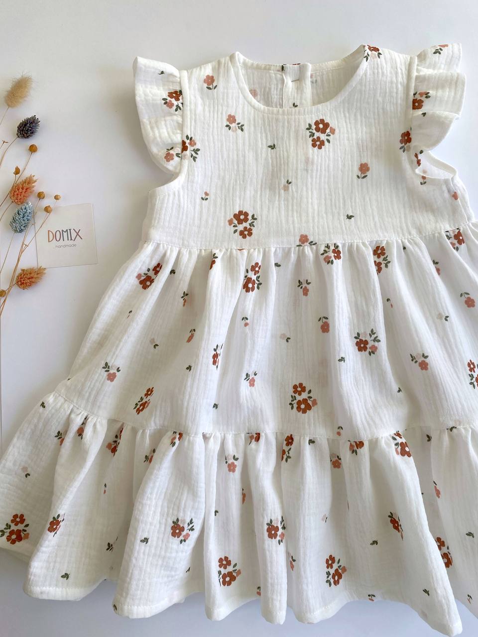 Floral Cotton Muslin Dress for Baby Girl – Handmade in Switzerland