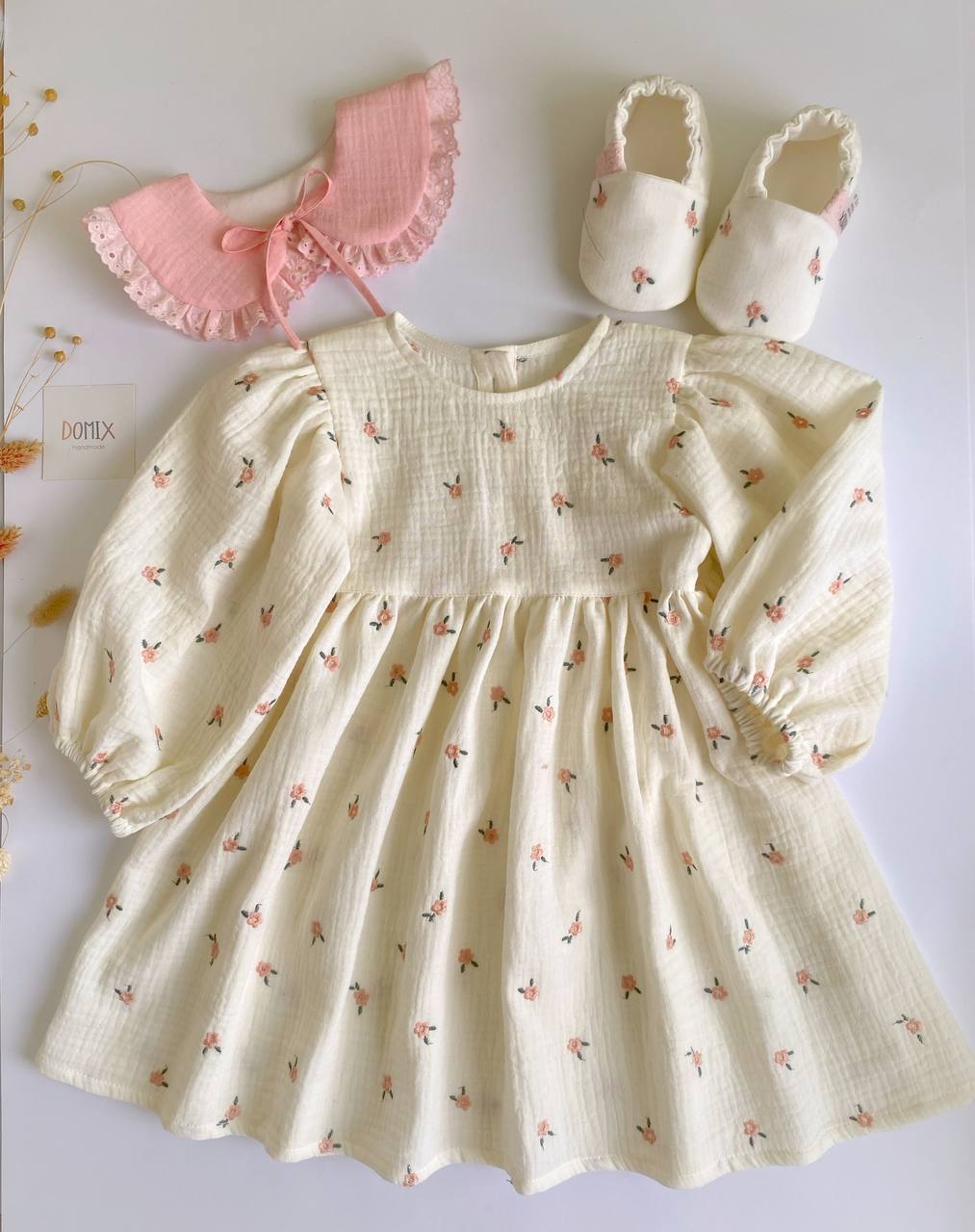 Muslin Dress with Removable Collar – Handmade Baby & Toddler Dress