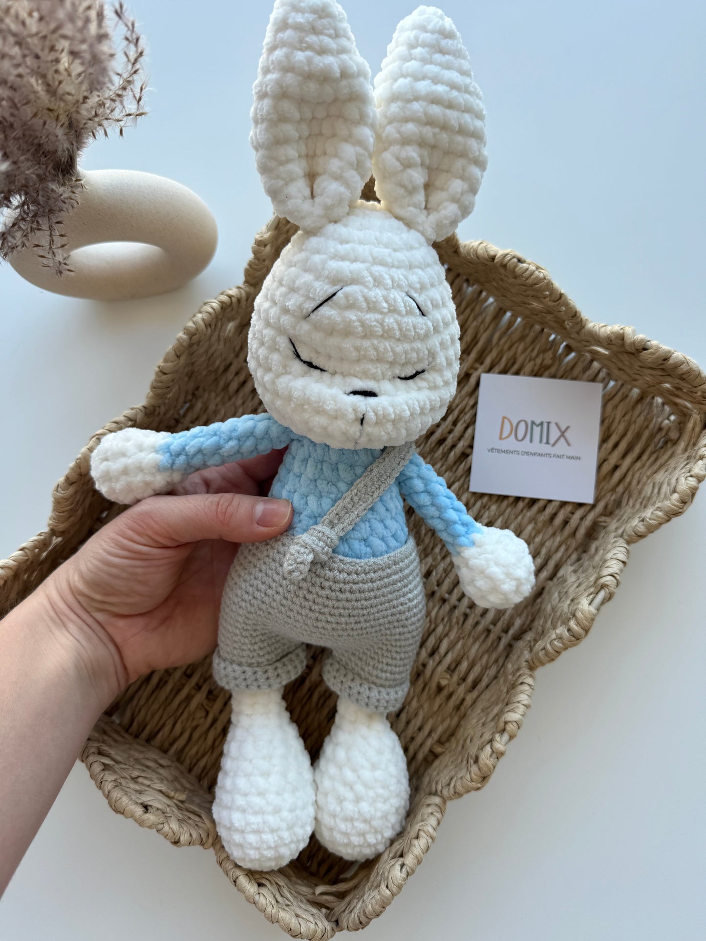 Handmade Bunny Plush Toy – Soft Baby Comforter (30 cm)