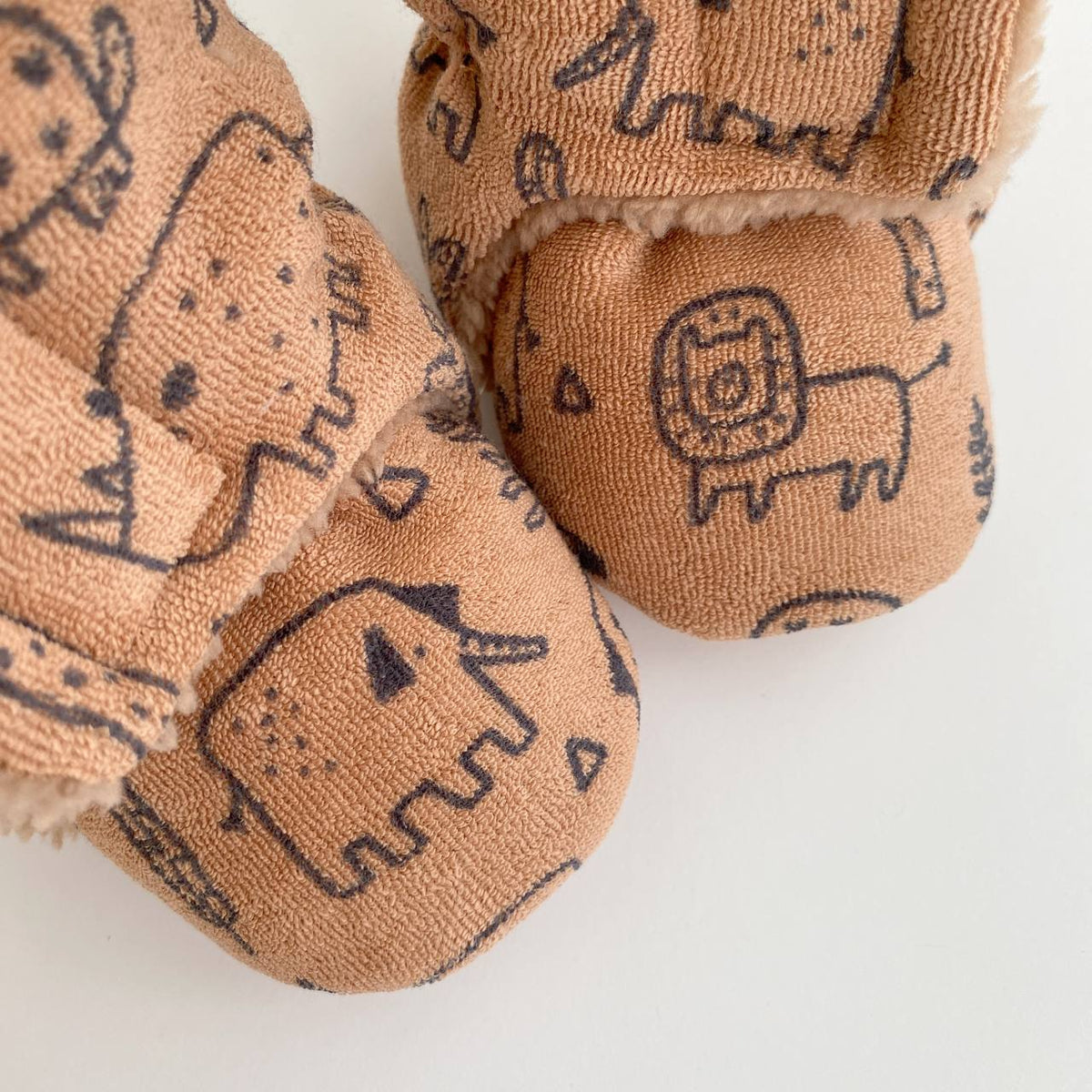 Safari Terry Baby Booties – Warm Handmade Baby Shoes