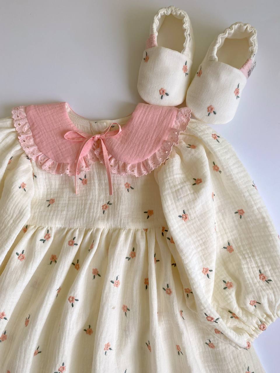 Muslin Dress with Removable Collar – Handmade Baby & Toddler Dress