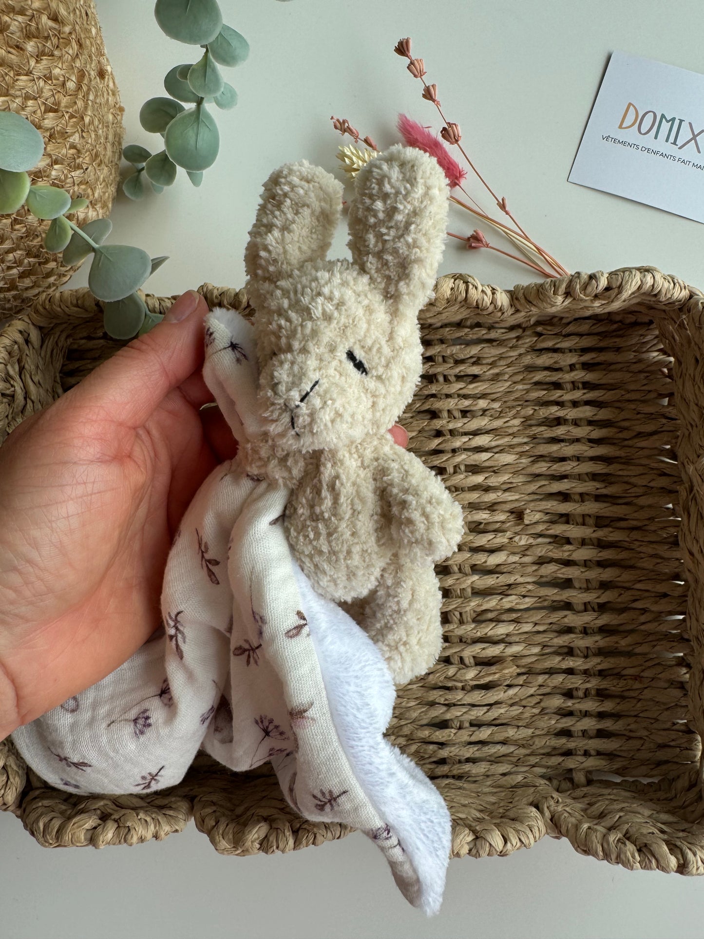 Bunny Baby Lovey – Plush Toy with Muslin Comfort Blanket (CE Certified)