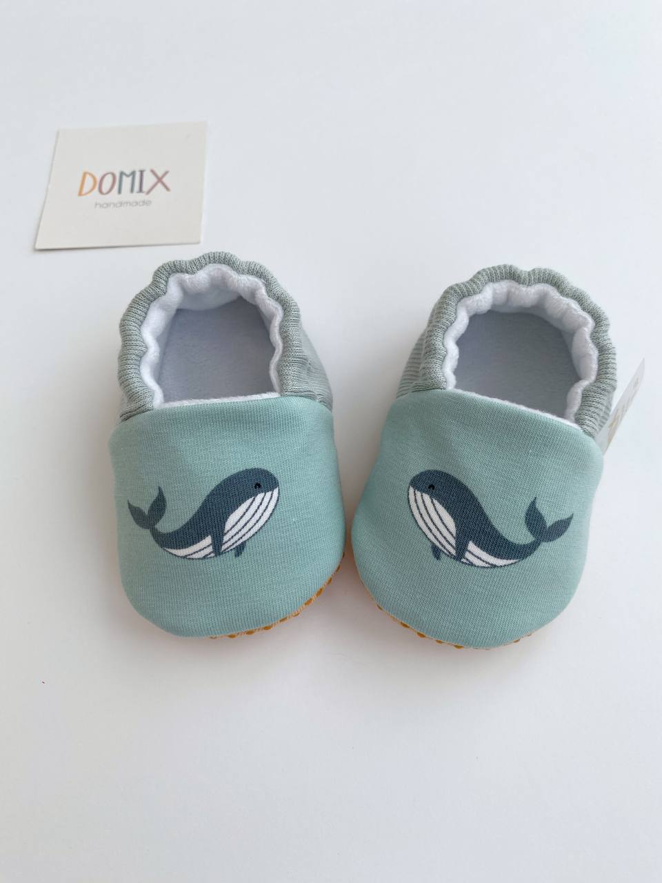 Whale Baby Slippers – Jersey & Velour