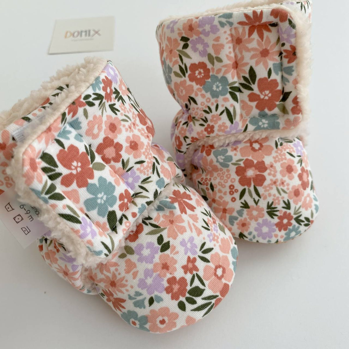 Pastel Floral Baby Booties – Handmade Warm Baby Shoes