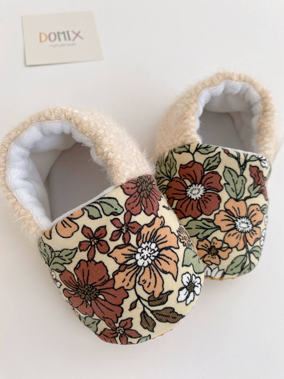 Floral Baby Slippers – Jersey & Velour