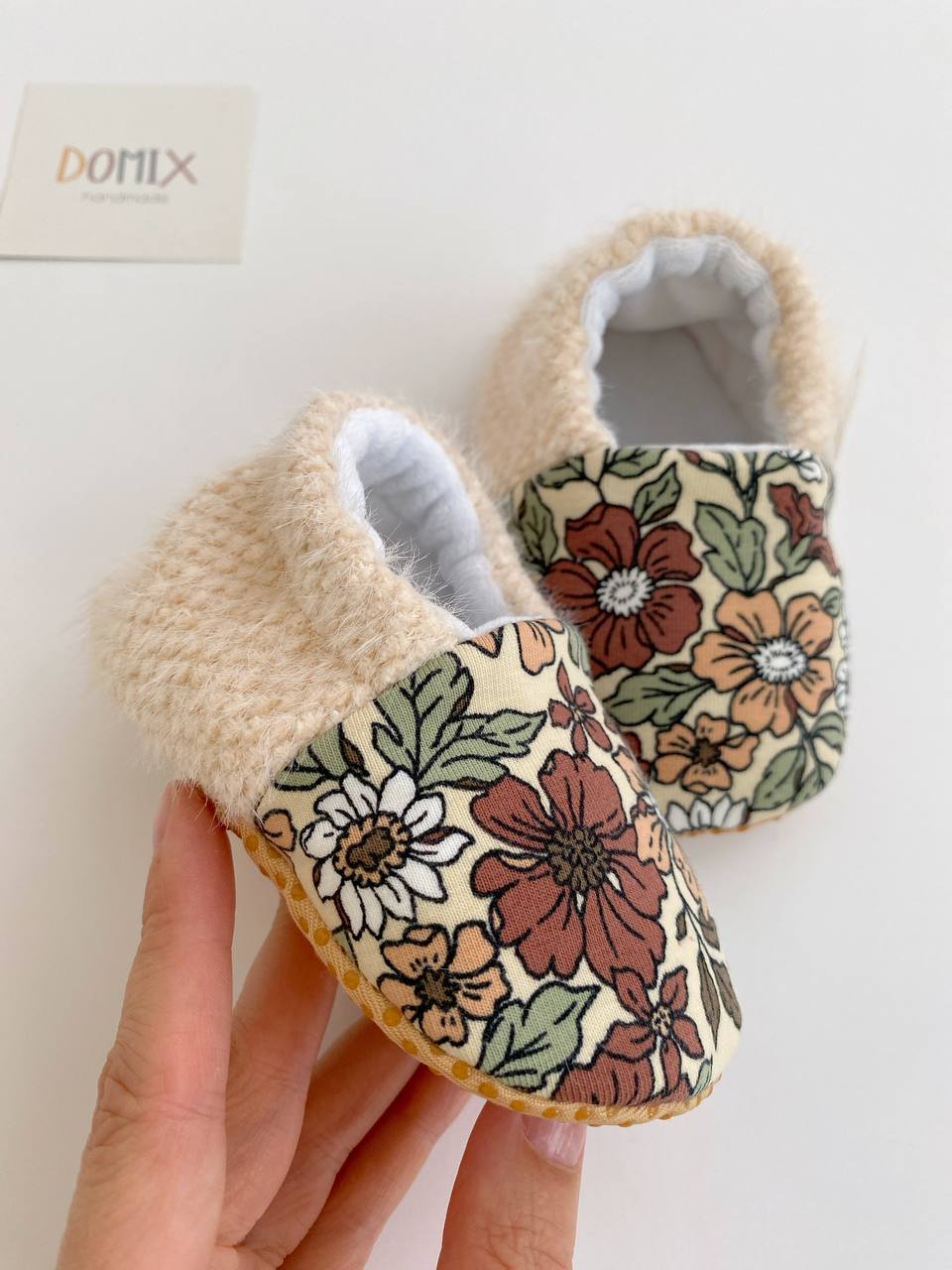 Floral Baby Slippers – Jersey & Velour