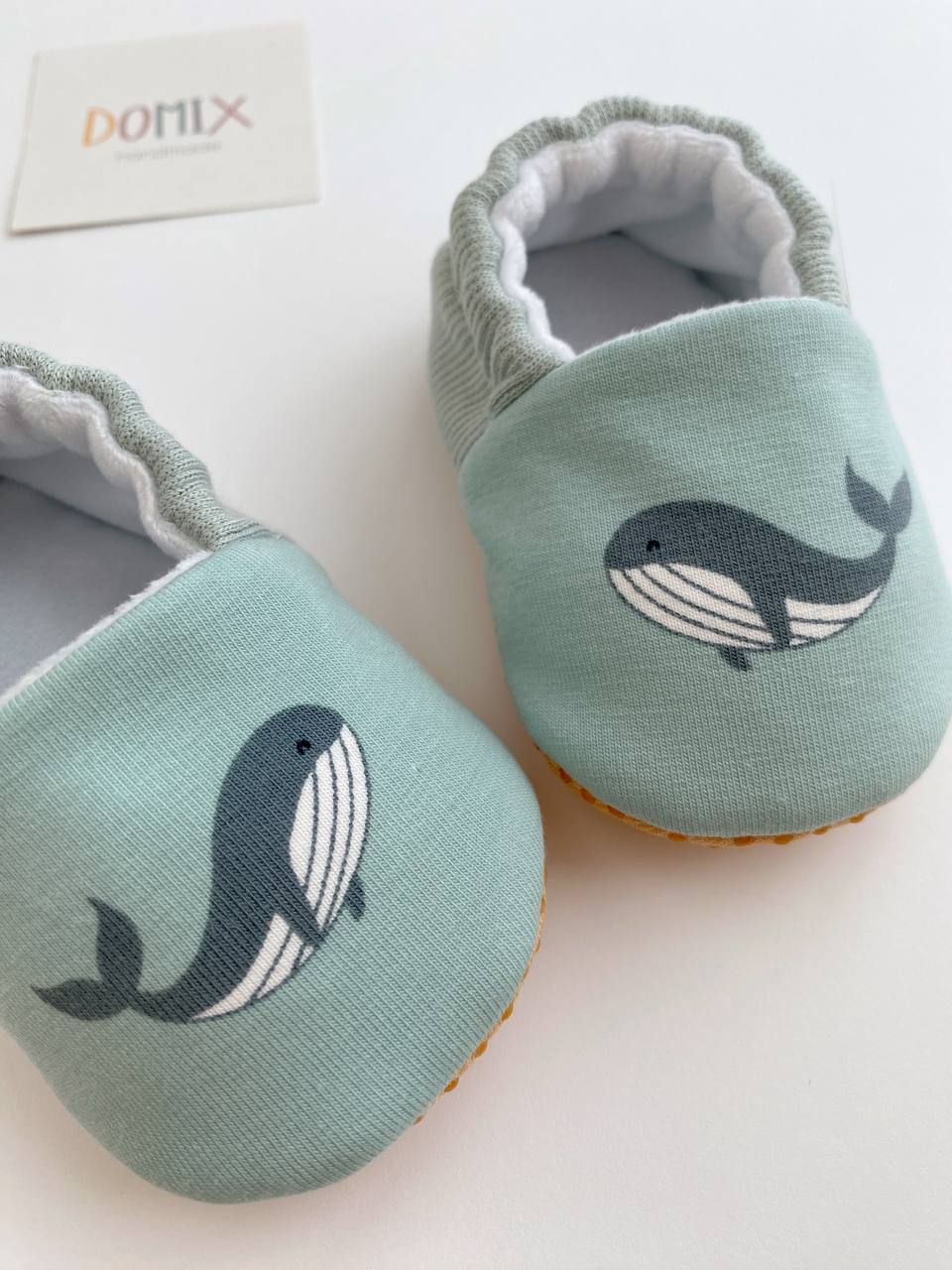 Whale Baby Slippers – Jersey & Velour
