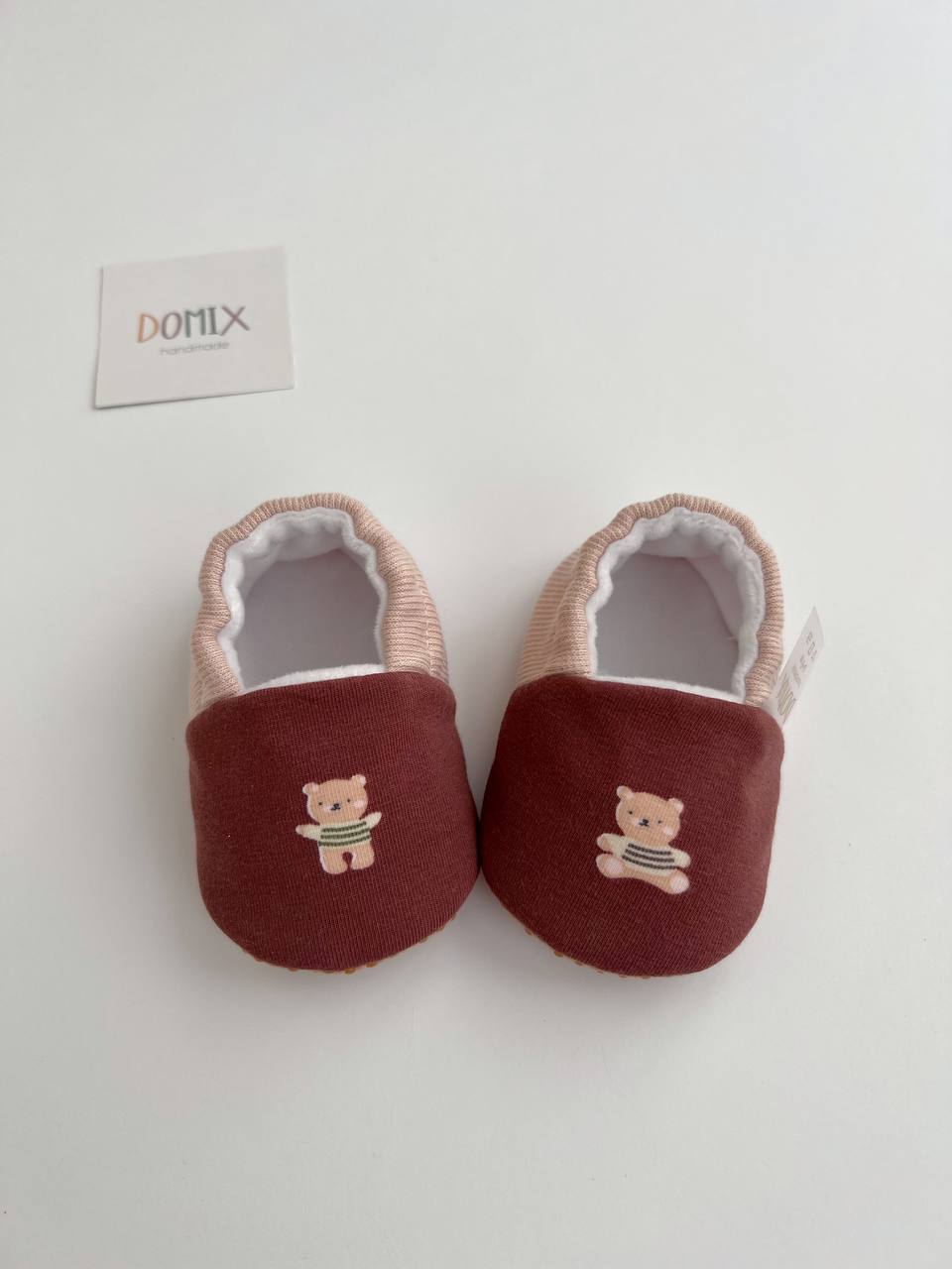 Teddy Bear Baby Slippers – Jersey & Velour