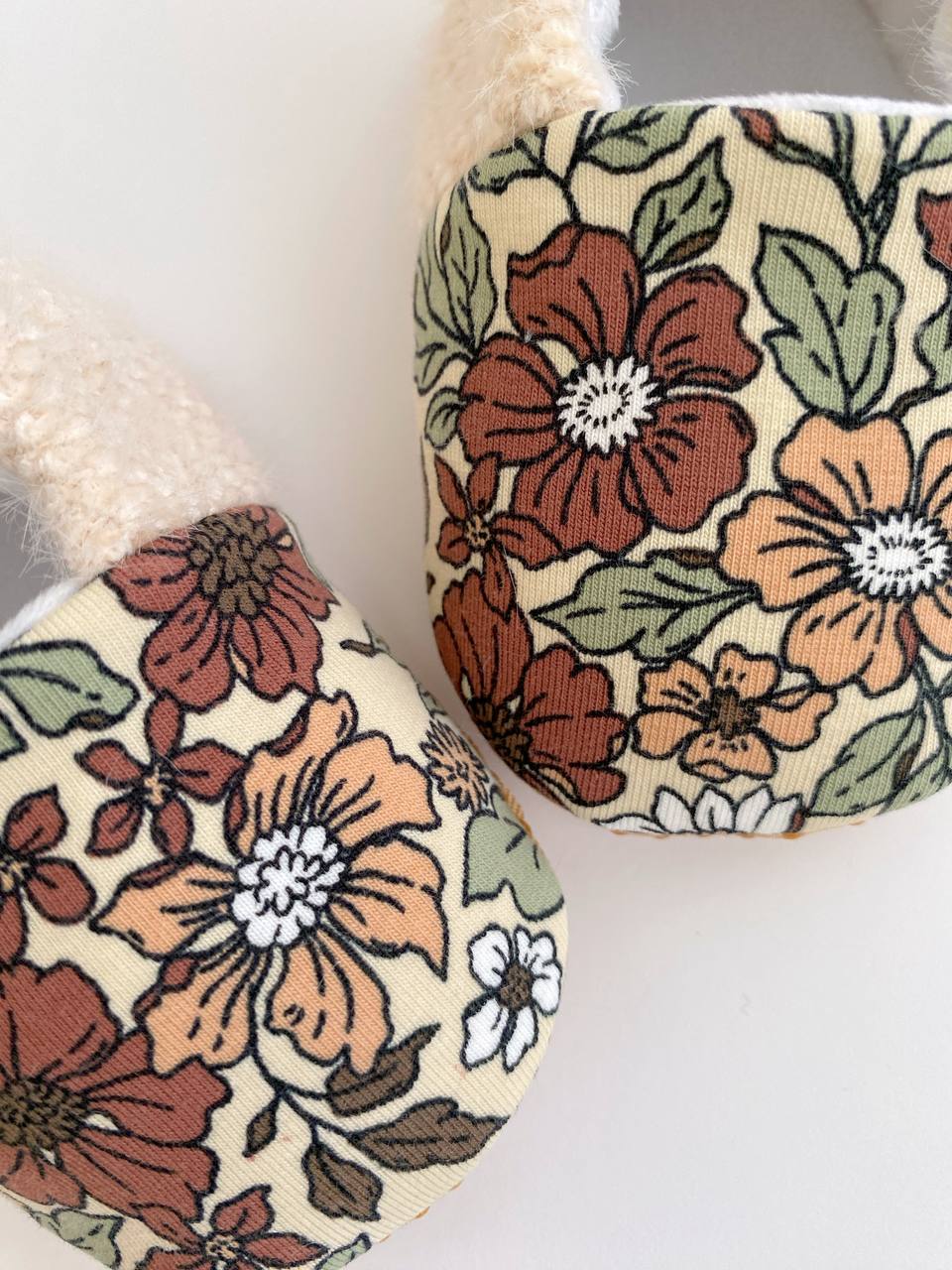 Floral Baby Slippers – Jersey & Velour